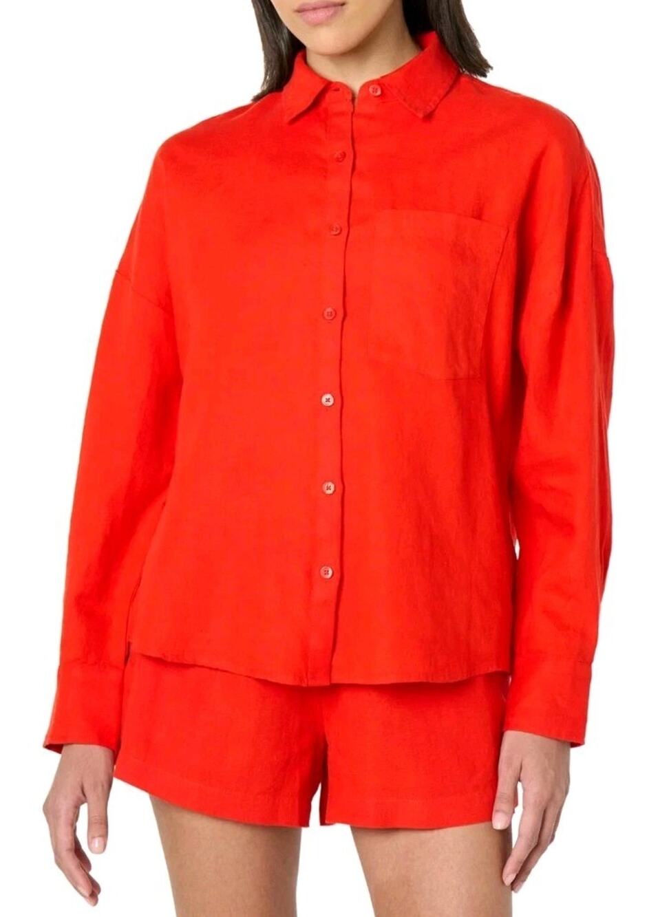 The Drop Womens Avila Classic NEW 100% Linen Button Down Medium (Shirt Only)